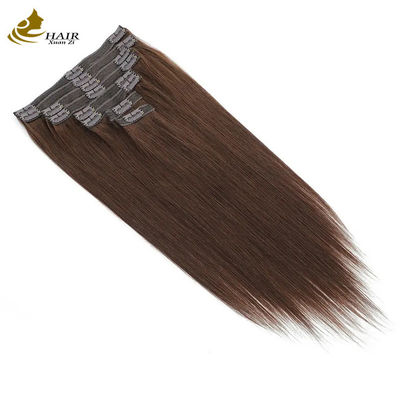 Castanho escuro 22 polegadas Clip In Hair Extensões de cabelo humano 100% de cabelo virgem 16 peças