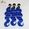 1B Azul Ombre Extensões de cabelo humano Corpo Ondulado Virgem Ondulado