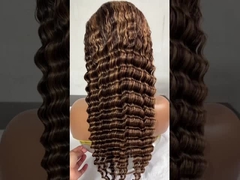 Piano 4 27 onda profunda encaixe frontal 13 * 4 cabelo humano virgem encaixe frontal peruca