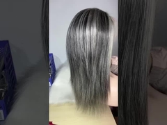 100% de cabelo humano virgem sal n pimenta cor reta 13 * 4 peruca de renda frontal