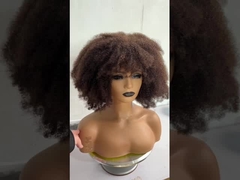4# cor Africano pequeno curl frontal de renda peruca com flecos