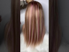 Venda a retalho de cabelo humano virgem 100% cor de piano reto 4*4 peruca de encaixe frontal