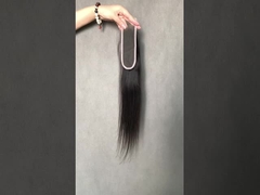 Fechamento de renda transparente de cabelo humano preto natural reto 2x6