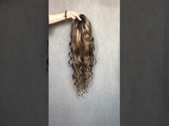 Peruca de cabelo humano com renda frontal, cor piano, destaque Ombre 4/27, onda solta
