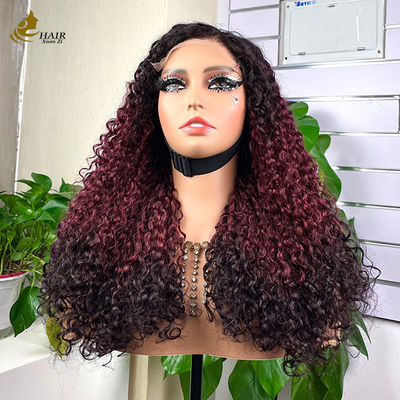 Fácil de usar confortável sem cola 5 * 5 Pixie cabelo humano encaracolado T colorido