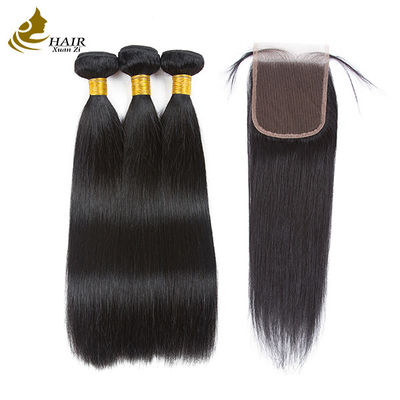 qualidade  Unprocessed Brazilian Remy Human Hair Extensions Straight Bundles With Closure fábrica