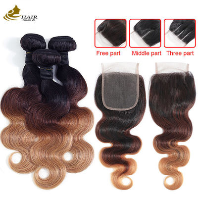 qualidade  1b 4/27 Curly Honey Blonde Brazilian Hair Extensions Ombre fábrica