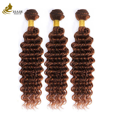 qualidade  Peruvian Hair Deep Curl Copper 33# Brown color virgin Human Hair weft Bundles fábrica