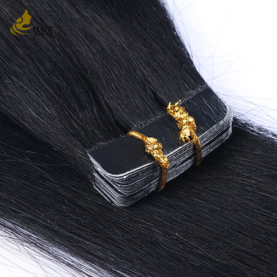 Cutila alinhada 16 polegadas fita em extensões de cabelo virgem Remy perucas preto
