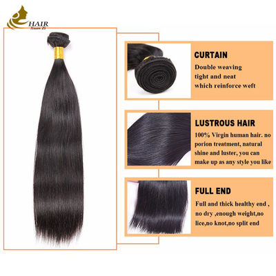 Comércio a granel Natural preto reto cutícula alinhada Virgin Human Hair Bundles