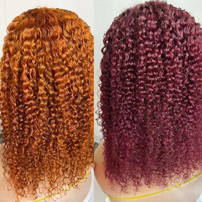 Bob colorido Peruca frontal de renda 13X4 Peruca frontal de renda Curl de cabelo humano Peruca de renda 180%