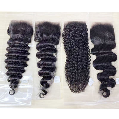 Tintas transparentes de renda não processadas 100% de cabelo humano natural 4X4 fecho de renda