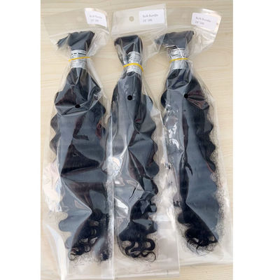 Cabelo humano de onda profunda duplo para trançar preto natural