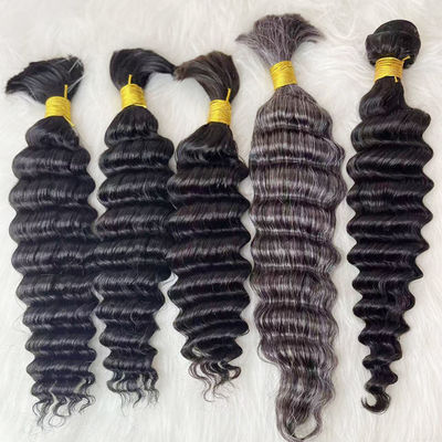 Cabelo humano de onda profunda duplo para trançar preto natural