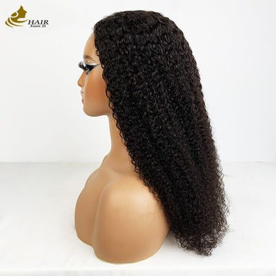 4*4 Frontais de renda virgem cabelo humano preto natural perucas de rizos com tiras antiderrapante