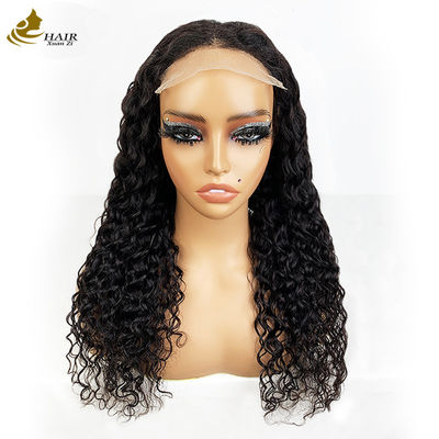 4*4 Frontais de renda virgem cabelo humano preto natural perucas de rizos com tiras antiderrapante