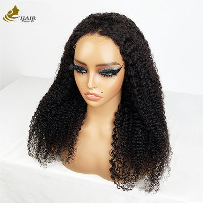 4*4 Frontais de renda virgem cabelo humano preto natural perucas de rizos com tiras antiderrapante