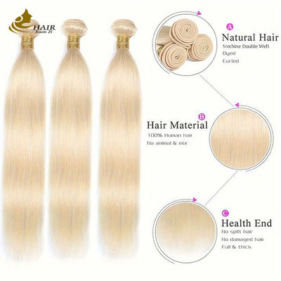 613 Loura 100% cabelo humano virgem extensão de feixes retos