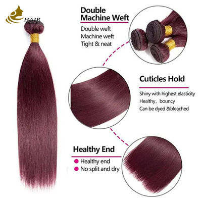 Extensões 99J Bolas de cabelo humano de cor borgoñesa