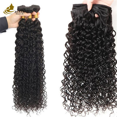 Cabeça preta natural de cabelo curvilíneo brasileiro em feixes Extensões de cabelo