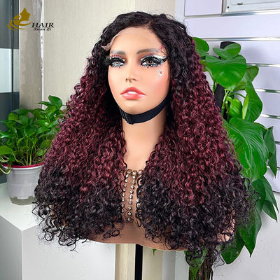 Fácil de usar confortável sem cola 5 * 5 Pixie cabelo humano encaracolado T colorido