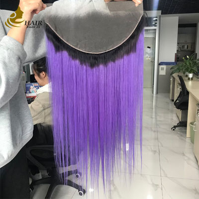 T1b/Purple Virgin Human Straight Hair 13*6 Lace Fechamento frontal com renda marrom claro