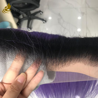 T1b/Purple Virgin Human Straight Hair 13*6 Lace Fechamento frontal com renda marrom claro