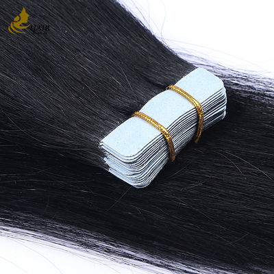Cutila alinhada 16 polegadas fita em extensões de cabelo virgem Remy perucas preto