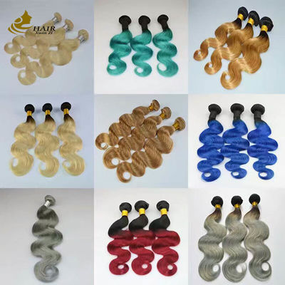 100% Extensões de cabelo humano virgem Ombre 613, ondulado, com cutícula alinhada