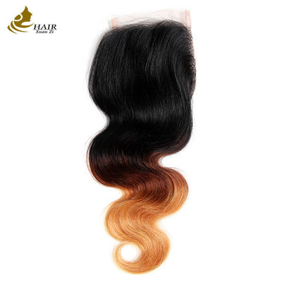 1B 4 27 Ombre encaracolado cabelo virgem extensões de onda corporal com fechamento