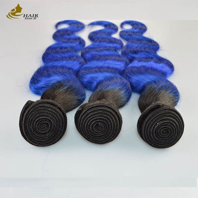 1B Azul Ombre Extensões de cabelo humano Corpo Ondulado Virgem Ondulado