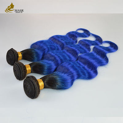 1B Azul Ombre Extensões de cabelo humano Corpo Ondulado Virgem Ondulado