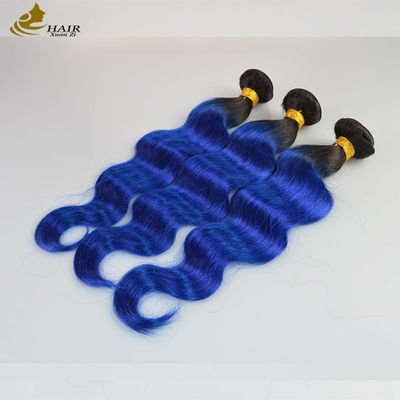 1B Azul Ombre Extensões de cabelo humano Corpo Ondulado Virgem Ondulado