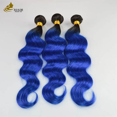 1B Azul Ombre Extensões de cabelo humano Corpo Ondulado Virgem Ondulado