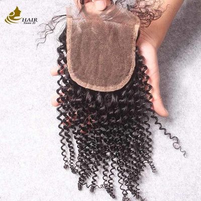 Fechamento de cabelo humano 4x4 brasileiro fechamento de cabelo humano suíço fechamento curly kinky