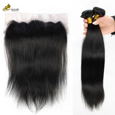 Fusão de cabelo humano brasileiro Remy reta com fechamento frontal de renda