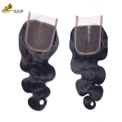 130 Densidade de cabelo humano Cerradura de renda Corpo preto natural Onda 4x4