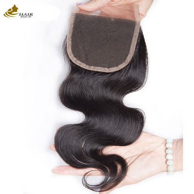Corpo onda Remy cabelo humano renda fechamento 10A 4x4 base de seda