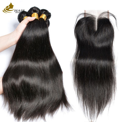 Não processados 3 feixes de cabelo virgem feixes de cabelo humano cor natural com fecho