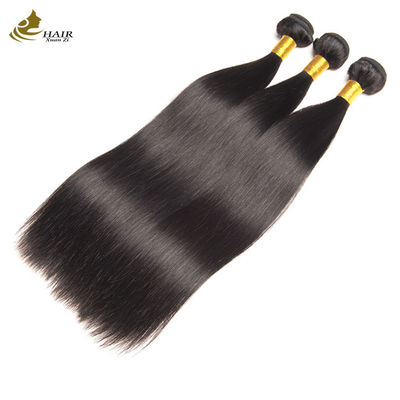 OEM 18 polegadas natural preto reto bruto virgem de cabelo humano feixes com fecho