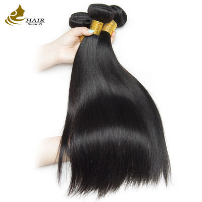 OEM 18 polegadas natural preto reto bruto virgem de cabelo humano feixes com fecho