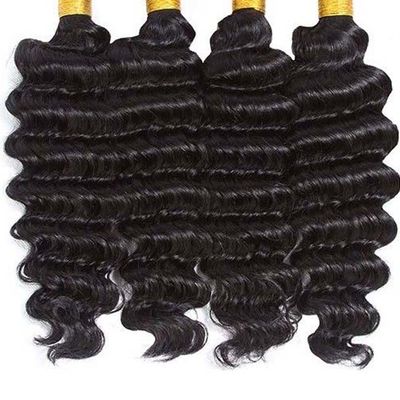 12A Grade Deep Wave Virgin Human Hair Bundles 95-100g com fecho personalizado