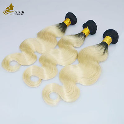 1B Blonde Ombre Extensões de cabelo humano Remy Weave Peruca com fecho