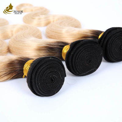 1B Blonde Ombre Extensões de cabelo humano Remy Weave Peruca com fecho
