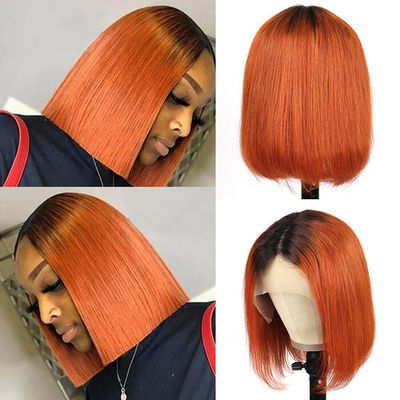 Peruca de cabelo humano personalizada laranja 1b/ com densidade de 130% Cabelo humano perucas curtas bob