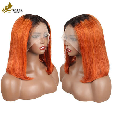 Peruca de cabelo humano personalizada laranja 1b/ com densidade de 130% Cabelo humano perucas curtas bob