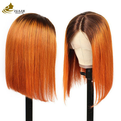 Peruca de cabelo humano personalizada laranja 1b/ com densidade de 130% Cabelo humano perucas curtas bob
