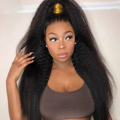 Perucas sem chapéu Sem cola Cabelo humano 360 Kinky Direito ODM