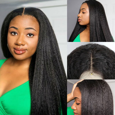 Artesanato Perucas personalizadas de cabelo humano Linha reta de cabelo realista