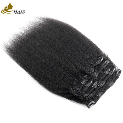 Natural Kinky Straight Clip Em Extensões de Cabelo Bundles 30 polegadas OEM